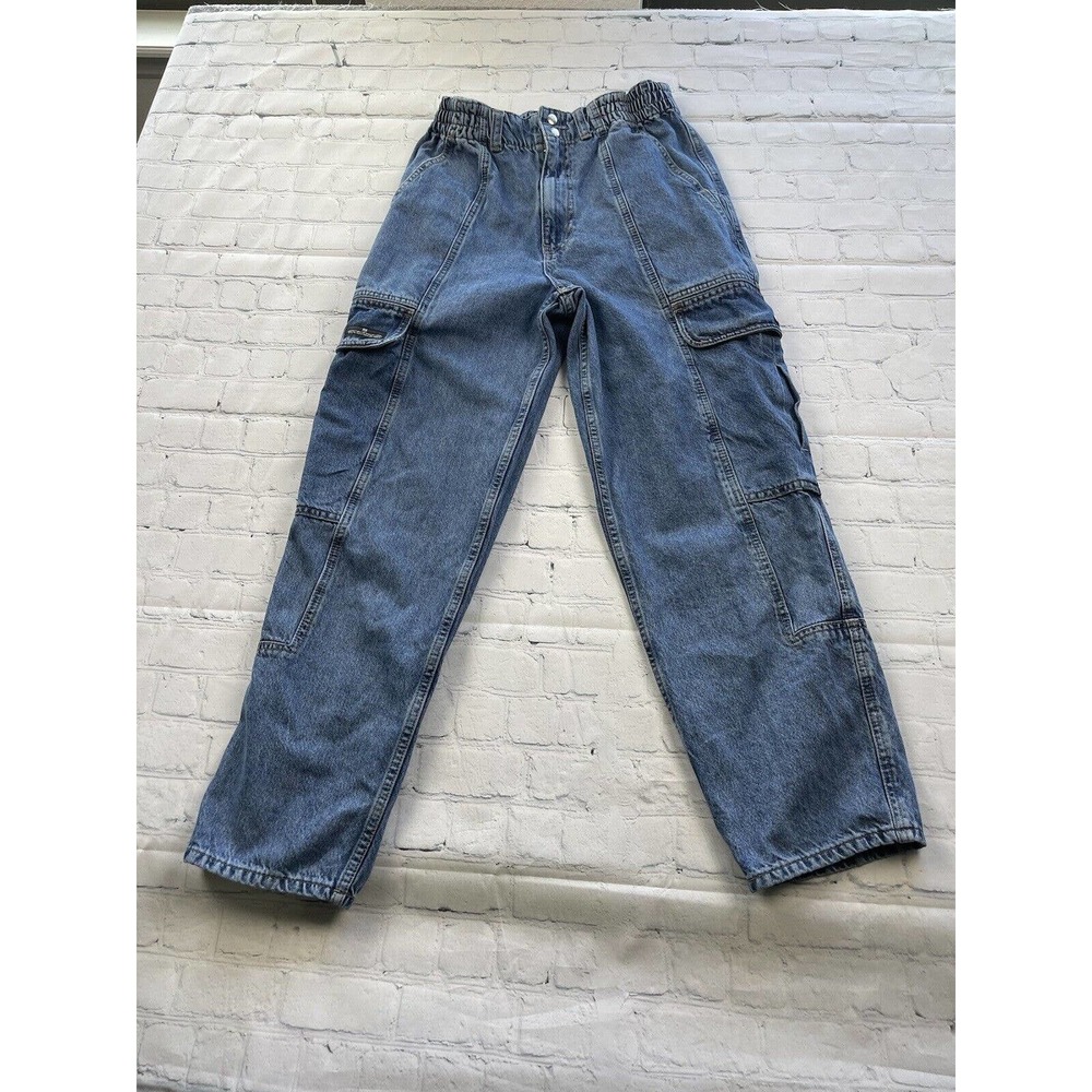 BDG Urban Outfitters Blaine Cargo Skate Jeans Pockets High Rise 28X28 Blue B57